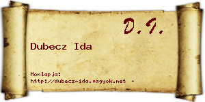 Dubecz Ida névjegykártya