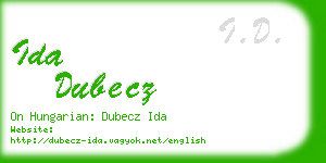 ida dubecz business card